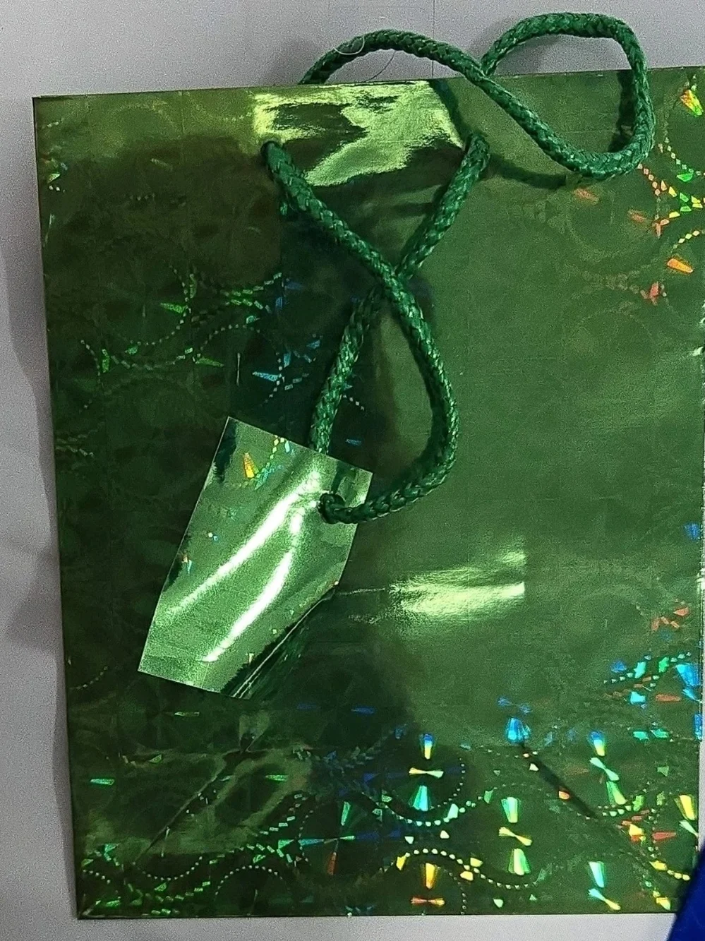 Holographic Gift Bags Set - Blue, Green & Gold